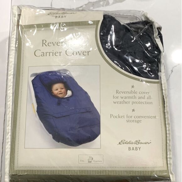 Eddie Bauer | Reversible Soft Fleece to Nylon Navy Blue Infant Car Seat Cover - Picture 1 of 4